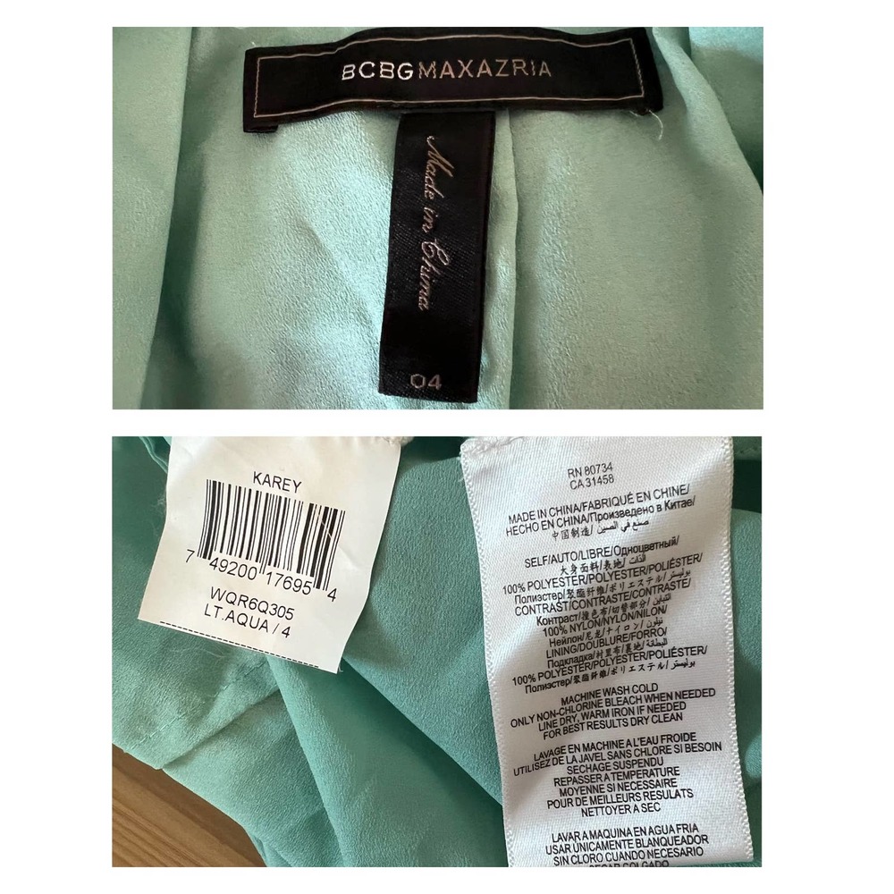 71. BCBGMAXAZRIA Mint Karey Maxi Dress Sz 4 Aqua Cut Out Open Lace Back BCBG - Picture 3 of 8